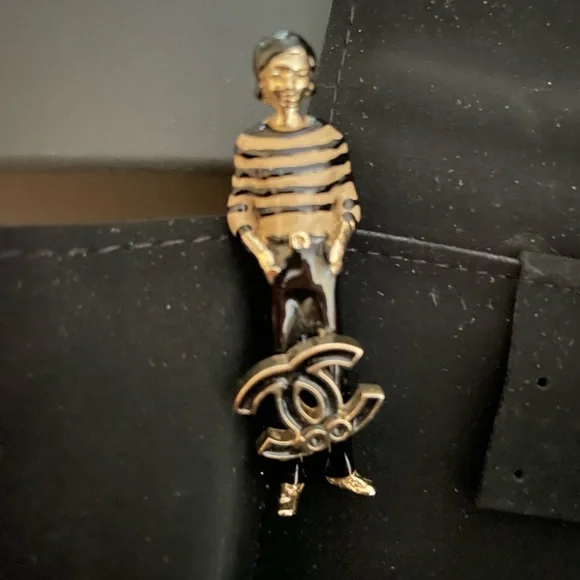 CHANEL ENAMEL COCO MADEMOISELLE 100 YEAR ANNIVERSARY PIN BROOCH